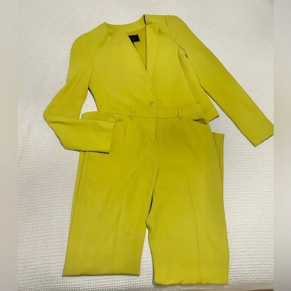 BCBGMaxazria chartreuse blazer pantsuit set - Picture 1 of 8